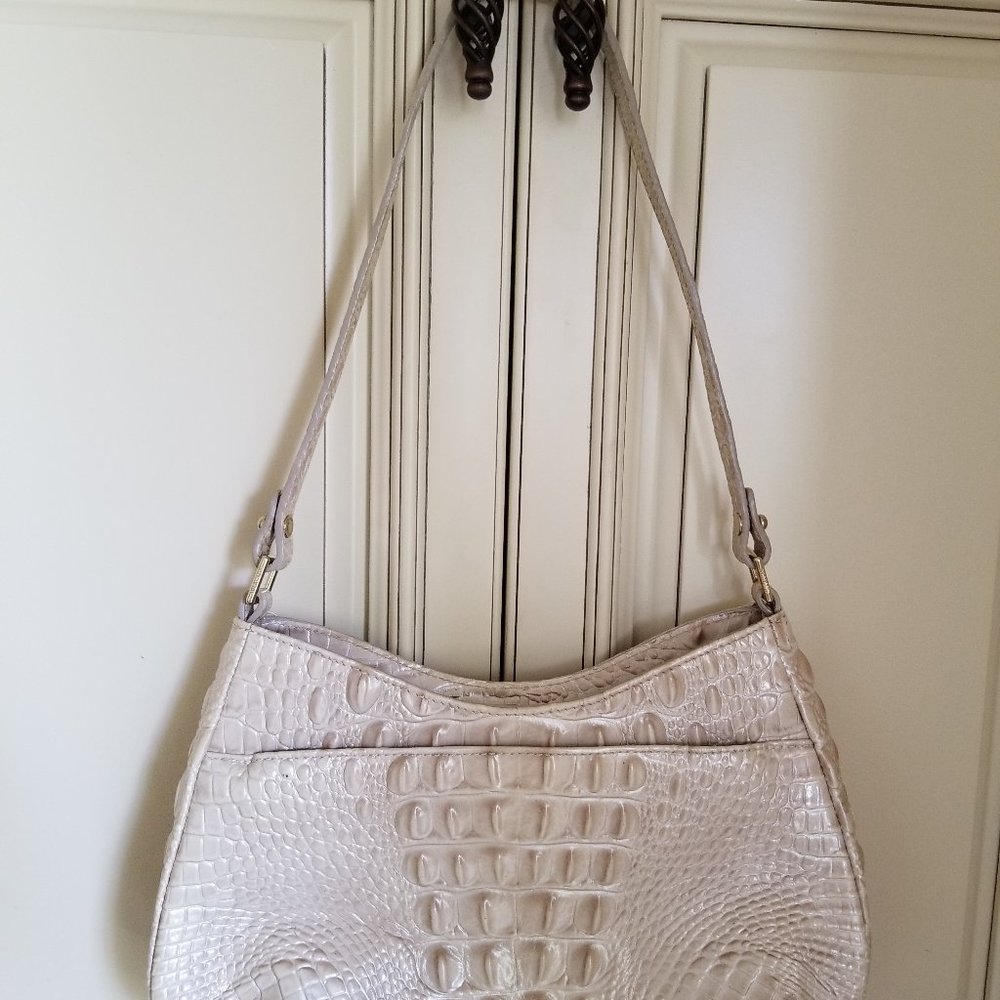 Brahmin cream colored croc embossed bag